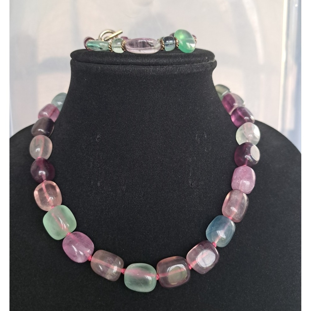 Fashion Jewelry Set Necklace Bracelet Beaded Natural Fluorite Hand-Knotted